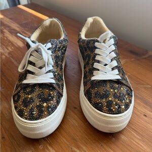 Betsy Johnson Leopard Print Glitter Sneakers
